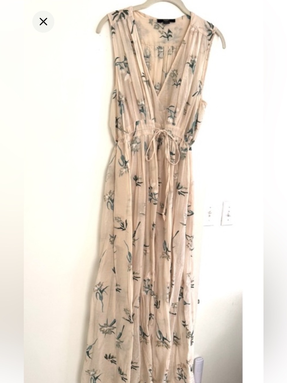 Seventy Tan Gold Embellished Maxi Sundress Plunge Neckline